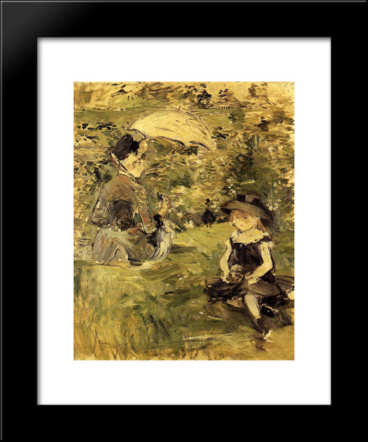 Young Woman And Child On An Isle 20x24 Black Modern Wood Framed Art Print Poster by Morisot, Berthe