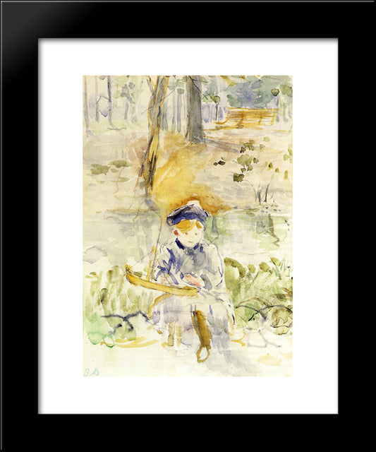 Julie And Her Boat 20x24 Black Modern Wood Framed Art Print Poster by Morisot, Berthe