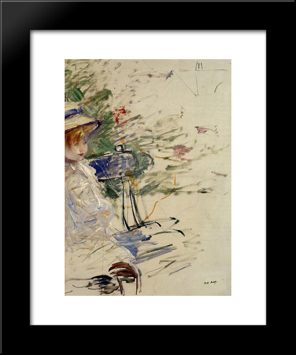Little Girl In A Garden 20x24 Black Modern Wood Framed Art Print Poster by Morisot, Berthe