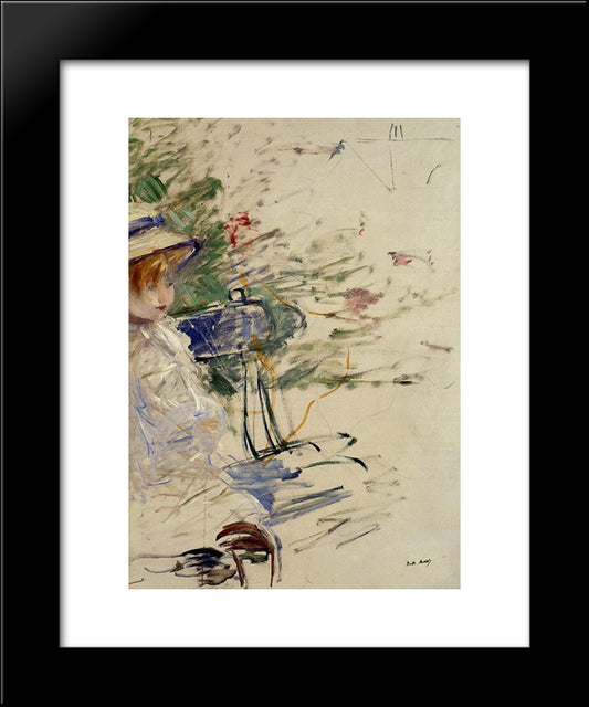 Little Girl In A Garden 20x24 Black Modern Wood Framed Art Print Poster by Morisot, Berthe
