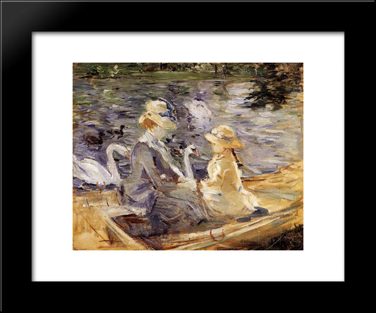 On The Lake In The Bois De Boulogne 20x24 Black Modern Wood Framed Art Print Poster by Morisot, Berthe
