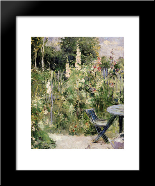 Roses Tremieres (Hollyhocks) 20x24 Black Modern Wood Framed Art Print Poster by Morisot, Berthe