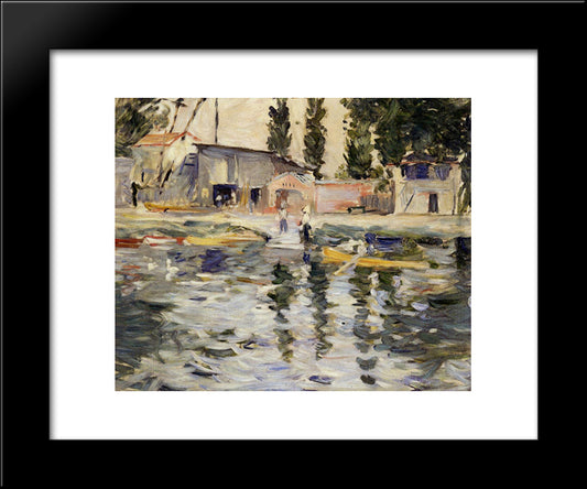 The Seine At Bougival 20x24 Black Modern Wood Framed Art Print Poster by Morisot, Berthe