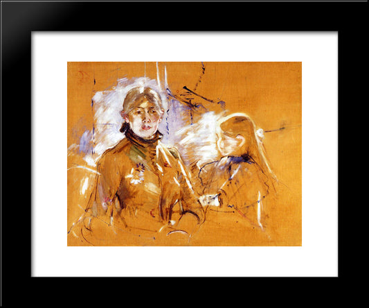 Portrait Of Berthe Morisot And Her Daughter 20x24 Black Modern Wood Framed Art Print Poster by Morisot, Berthe