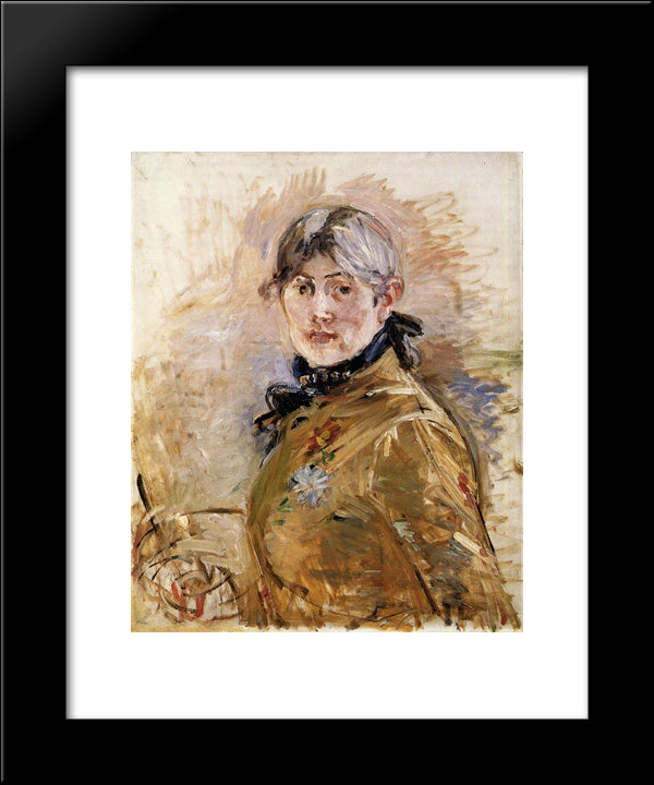 Self-Portrait 20x24 Black Modern Wood Framed Art Print Poster by Morisot, Berthe