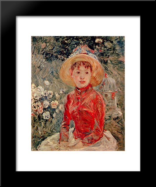The Red Blouse 20x24 Black Modern Wood Framed Art Print Poster by Morisot, Berthe