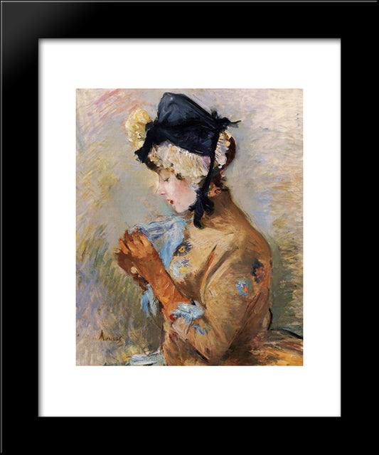 Woman Wearing Gloves (Aka The Parisian) 20x24 Black Modern Wood Framed Art Print Poster by Morisot, Berthe