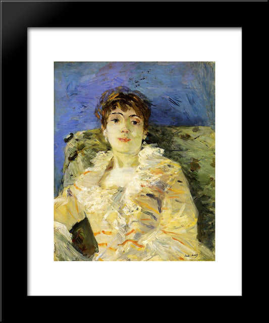 Young Woman On A Couch 20x24 Black Modern Wood Framed Art Print Poster by Morisot, Berthe