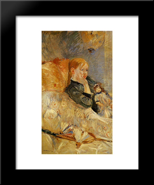 Little Girl With A Doll 20x24 Black Modern Wood Framed Art Print Poster by Morisot, Berthe
