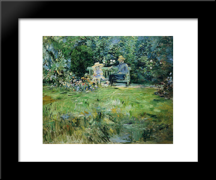 The Lesson In The Garden 20x24 Black Modern Wood Framed Art Print Poster by Morisot, Berthe
