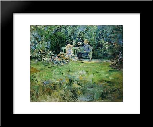 The Lesson In The Garden 20x24 Black Modern Wood Framed Art Print Poster by Morisot, Berthe