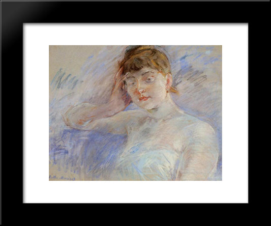 Young Woman In White (Aka Isabelle Lemmonier) 20x24 Black Modern Wood Framed Art Print Poster by Morisot, Berthe