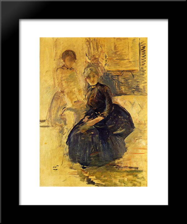 Self-Portrait With Julie (Study) 20x24 Black Modern Wood Framed Art Print Poster by Morisot, Berthe