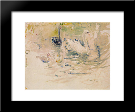 Swans 20x24 Black Modern Wood Framed Art Print Poster by Morisot, Berthe