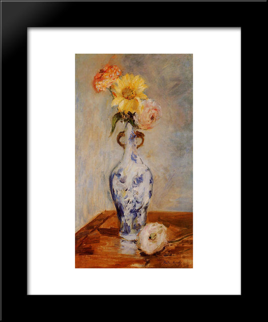 The Blue Vase 20x24 Black Modern Wood Framed Art Print Poster by Morisot, Berthe