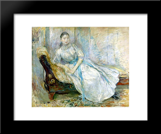 Madame Albine Sermicola In The Studio 20x24 Black Modern Wood Framed Art Print Poster by Morisot, Berthe