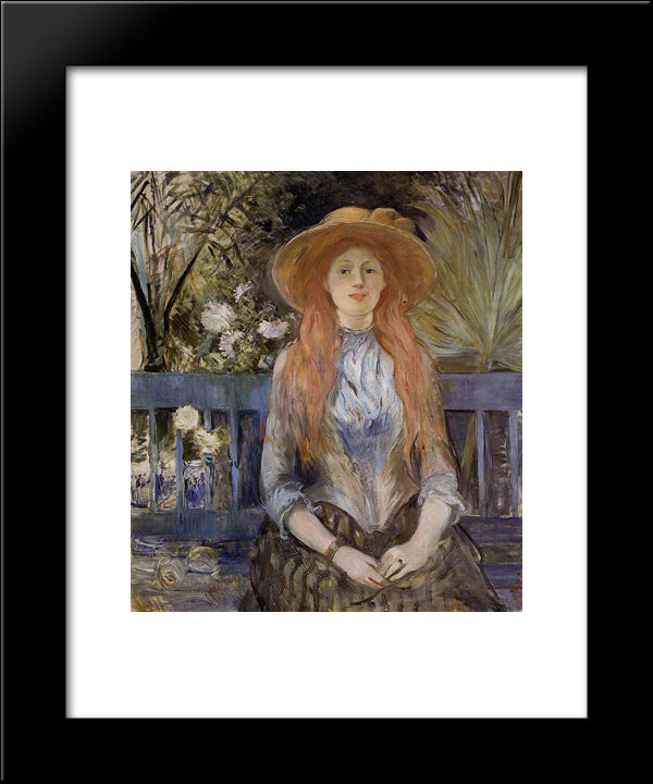 On A Bench 20x24 Black Modern Wood Framed Art Print Poster by Morisot, Berthe