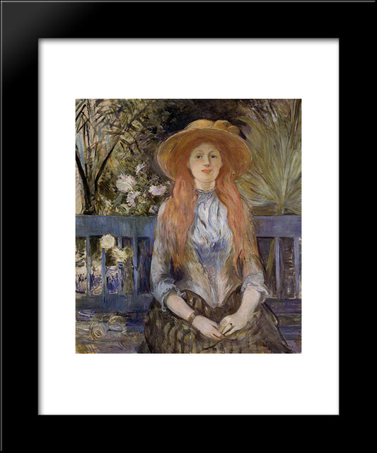On A Bench 20x24 Black Modern Wood Framed Art Print Poster by Morisot, Berthe