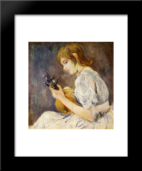 The Mandolin 20x24 Black Modern Wood Framed Art Print Poster by Morisot, Berthe
