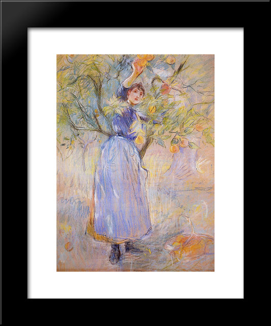 The Orange Picker 20x24 Black Modern Wood Framed Art Print Poster by Morisot, Berthe