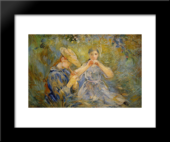 The Flageolet 20x24 Black Modern Wood Framed Art Print Poster by Morisot, Berthe