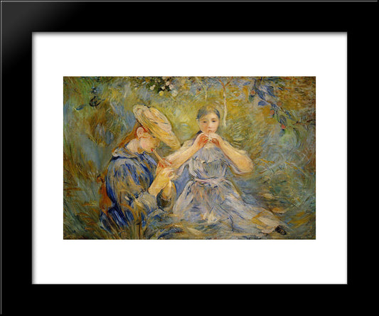 The Flageolet 20x24 Black Modern Wood Framed Art Print Poster by Morisot, Berthe