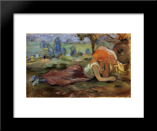 Shepherdess Resting 20x24 Black Modern Wood Framed Art Print Poster by Morisot, Berthe