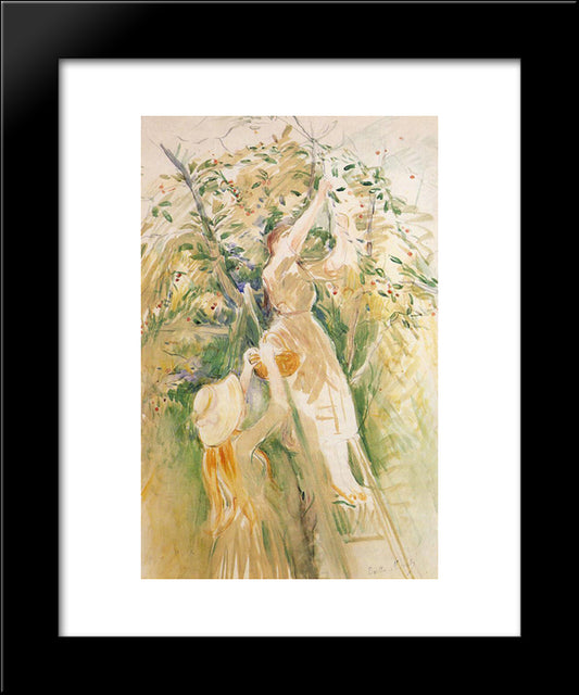 The Cherry Tree (Study) 20x24 Black Modern Wood Framed Art Print Poster by Morisot, Berthe