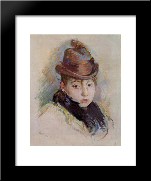 Young Woman In A Hat (Henriette Patte) 20x24 Black Modern Wood Framed Art Print Poster by Morisot, Berthe