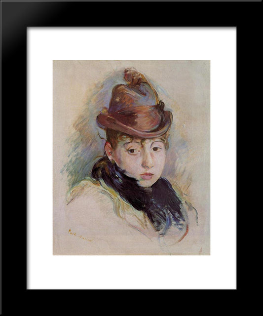 Young Woman In A Hat (Henriette Patte) 20x24 Black Modern Wood Framed Art Print Poster by Morisot, Berthe