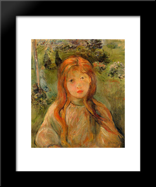 Little Girl At Mesnil 20x24 Black Modern Wood Framed Art Print Poster by Morisot, Berthe