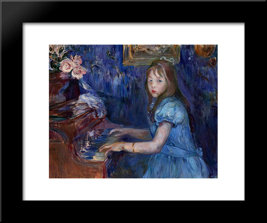 Lucie Leon At The Piano 20x24 Black Modern Wood Framed Art Print Poster by Morisot, Berthe