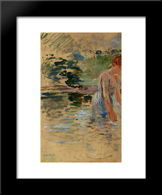 The Bath At Mesnil 20x24 Black Modern Wood Framed Art Print Poster by Morisot, Berthe