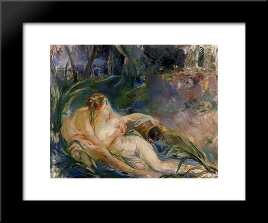 Two Nymphs Embracing 20x24 Black Modern Wood Framed Art Print Poster by Morisot, Berthe