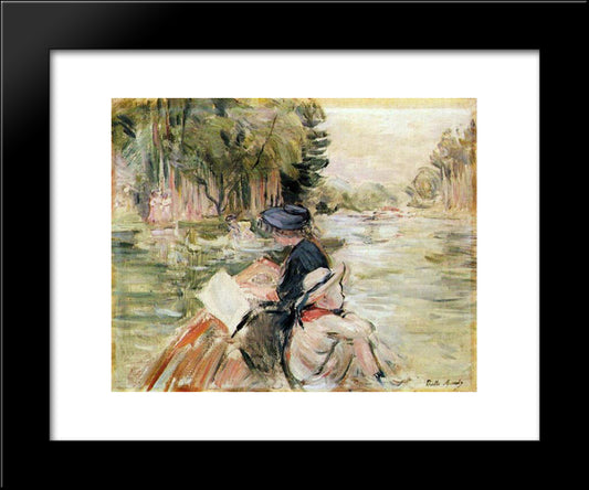 Woman With A Child In A Boat 20x24 Black Modern Wood Framed Art Print Poster by Morisot, Berthe