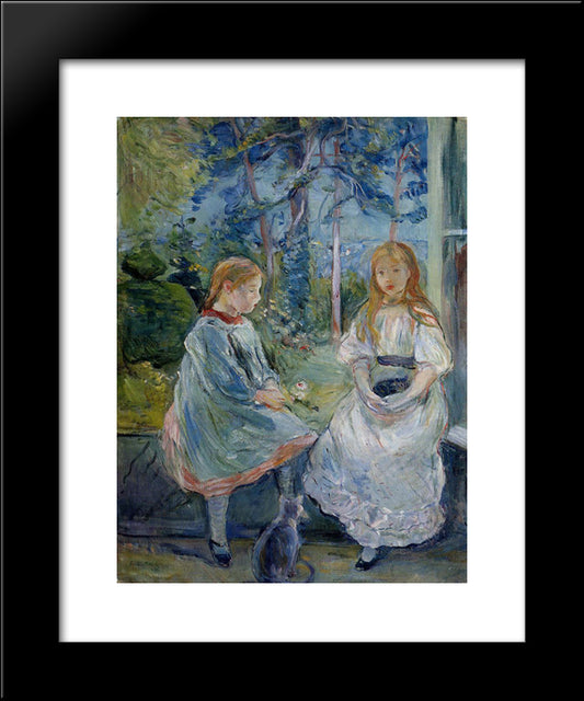 Young Girls At The Window 20x24 Black Modern Wood Framed Art Print Poster by Morisot, Berthe