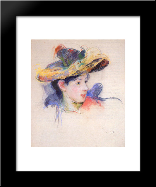 Jeanne Pontillon Wearing A Hat 20x24 Black Modern Wood Framed Art Print Poster by Morisot, Berthe
