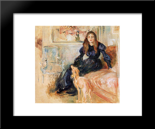 Julie Manet And Her Greyhound Laerte 20x24 Black Modern Wood Framed Art Print Poster by Morisot, Berthe