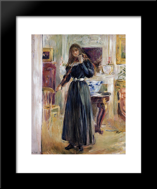 Julie Playing A Violin 20x24 Black Modern Wood Framed Art Print Poster by Morisot, Berthe