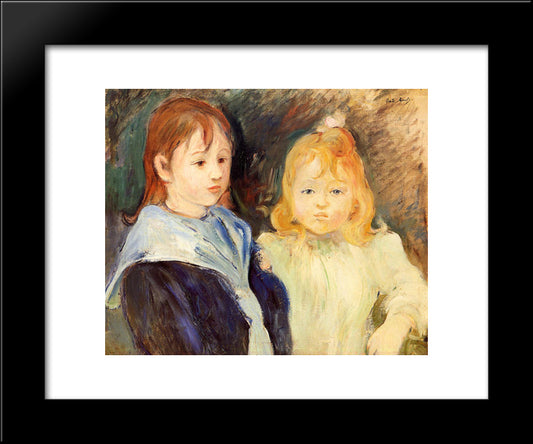 Portrait Of Two Children 20x24 Black Modern Wood Framed Art Print Poster by Morisot, Berthe