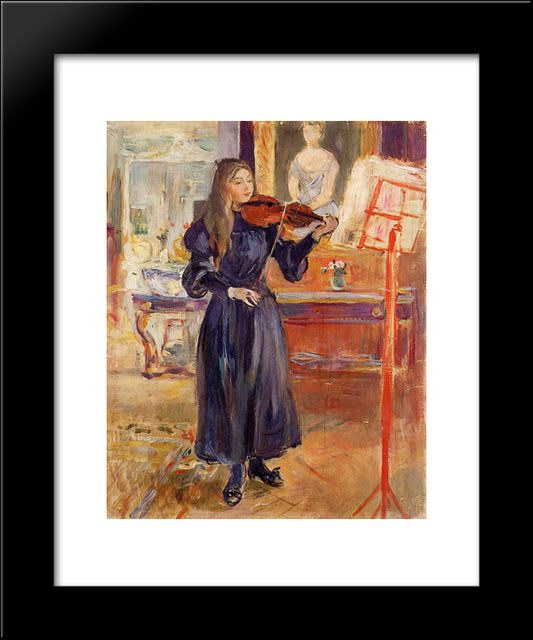 Studying The Violin 20x24 Black Modern Wood Framed Art Print Poster by Morisot, Berthe
