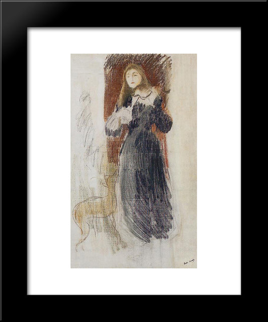 The Violin 20x24 Black Modern Wood Framed Art Print Poster by Morisot, Berthe
