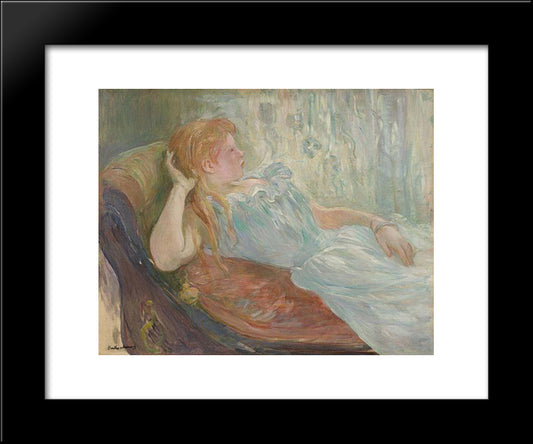 Young Girl Lying 20x24 Black Modern Wood Framed Art Print Poster by Morisot, Berthe