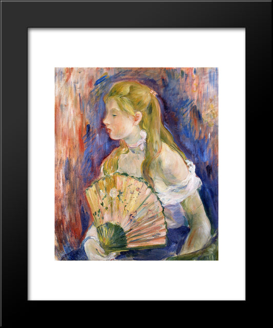 Young Girl With A Fan 20x24 Black Modern Wood Framed Art Print Poster by Morisot, Berthe