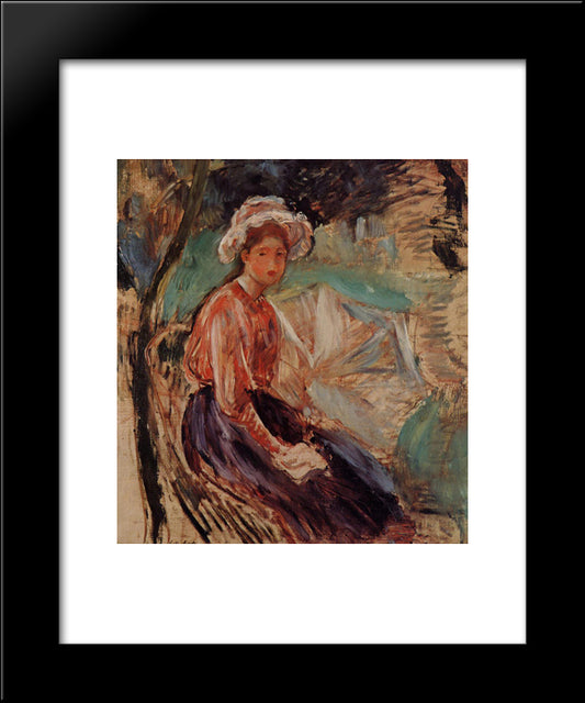 Young Girl With An Umbrella 20x24 Black Modern Wood Framed Art Print Poster by Morisot, Berthe