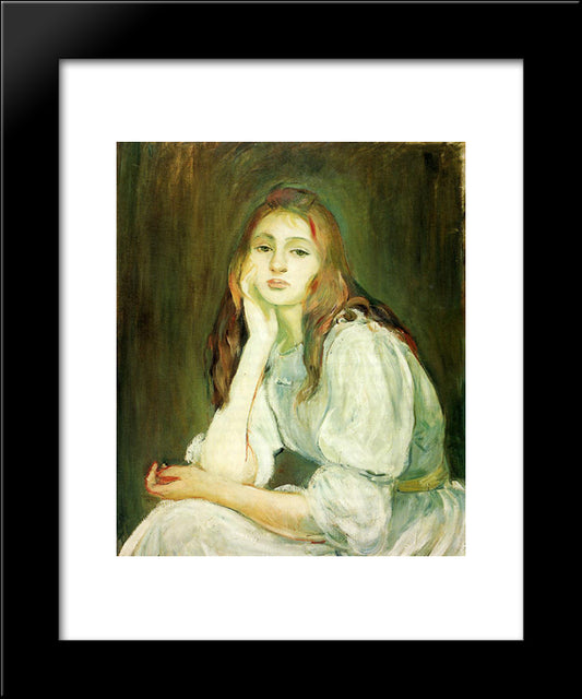 Julie Daydreaming 20x24 Black Modern Wood Framed Art Print Poster by Morisot, Berthe