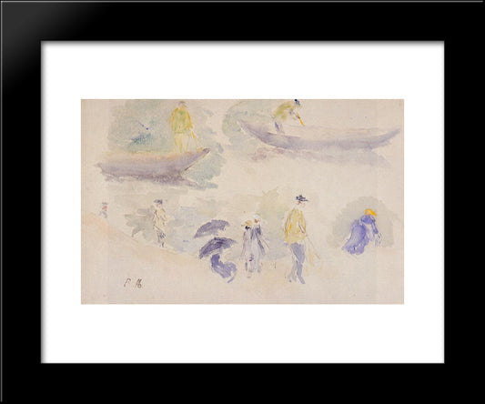 The Banks Of The Seine 20x24 Black Modern Wood Framed Art Print Poster by Morisot, Berthe