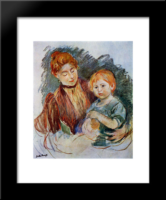 Woman And Child 20x24 Black Modern Wood Framed Art Print Poster by Morisot, Berthe
