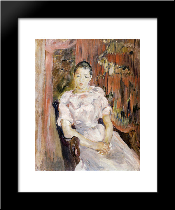Young Girl Resting 20x24 Black Modern Wood Framed Art Print Poster by Morisot, Berthe