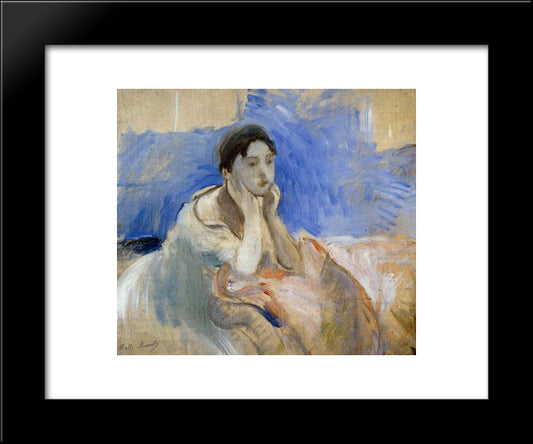 Young Woman Leaning On Her Elbows 20x24 Black Modern Wood Framed Art Print Poster by Morisot, Berthe